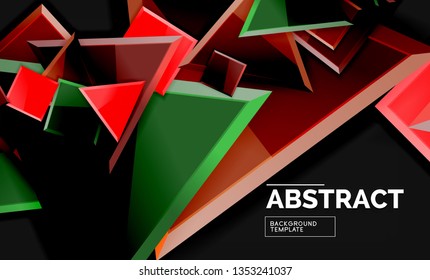 Glossy squares and triangles geometric backgrounds. Vector
