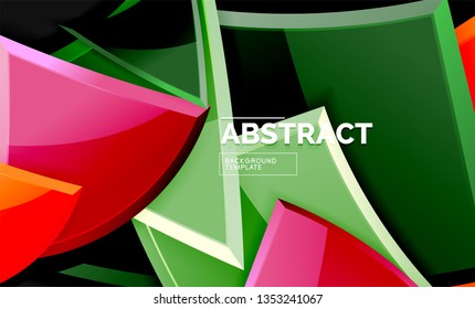 Glossy squares and triangles geometric backgrounds. Vector