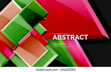 Glossy squares and triangles geometric backgrounds. Vector
