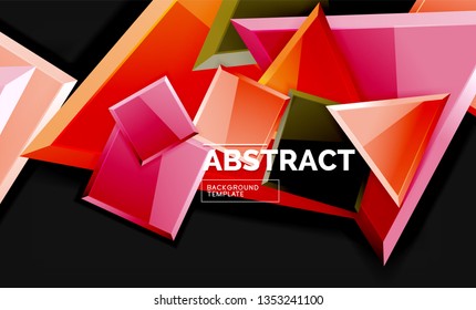 Cuadros y triángulos brillantes de fondo geométrico. Vector