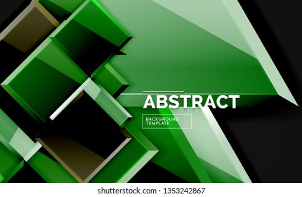 Cuadros y triángulos brillantes de fondo geométrico. Vector