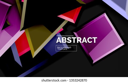 Glossy squares and triangles geometric backgrounds. Vector