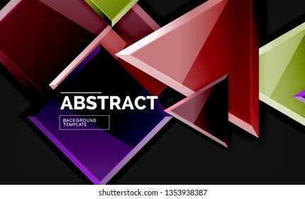 Glossy squares and triangles geometric backgrounds. Vector