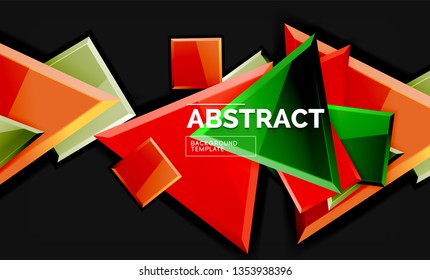 Cuadros y triángulos brillantes de fondo geométrico. Vector