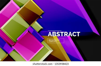 Glossy squares and triangles geometric backgrounds. Vector