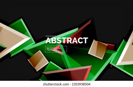 Glossy squares and triangles geometric backgrounds. Vector