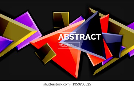 Glossy squares and triangles geometric backgrounds. Vector