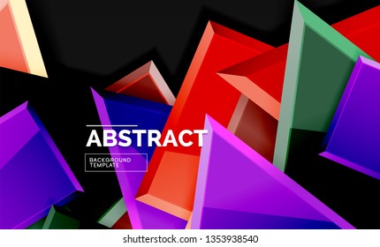 Cuadros y triángulos brillantes de fondo geométrico. Vector