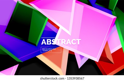 Glossy squares and triangles geometric backgrounds. Vector