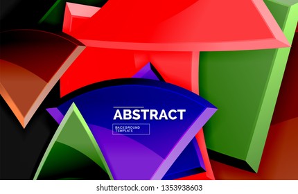 Glossy squares and triangles geometric backgrounds. Vector