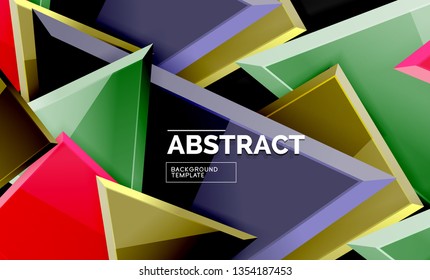Glossy squares and triangles geometric backgrounds. Vector