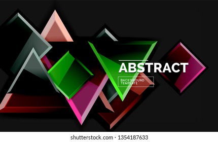 Cuadros y triángulos brillantes de fondo geométrico. Vector