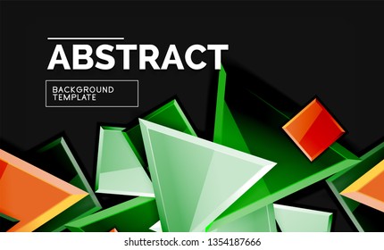 Glossy squares and triangles geometric backgrounds. Vector