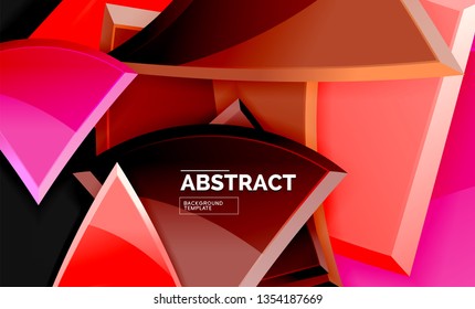 Cuadros y triángulos brillantes de fondo geométrico. Vector