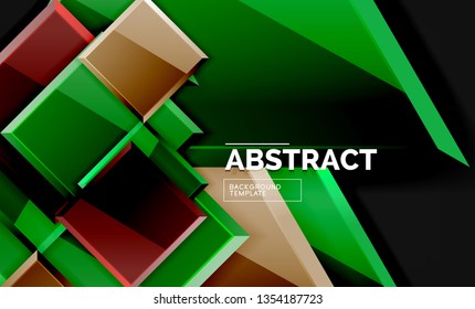 Glossy squares and triangles geometric backgrounds. Vector