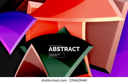 Glossy squares and triangles geometric backgrounds. Vector
