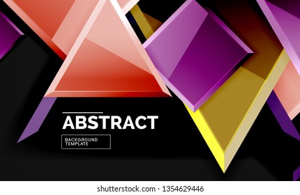 Glossy squares and triangles geometric backgrounds. Vector