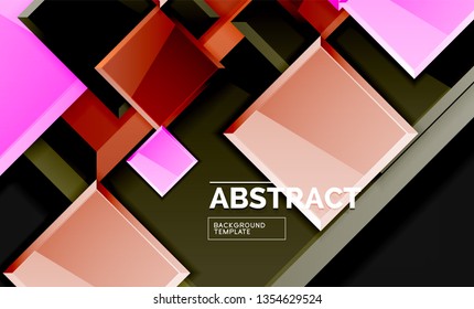 Glossy squares and triangles geometric backgrounds. Vector