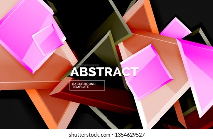 Glossy squares and triangles geometric backgrounds. Vector