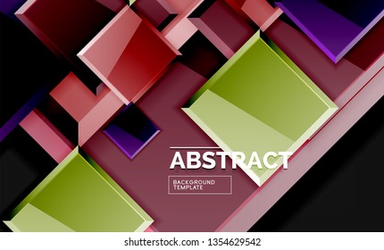 Glossy squares and triangles geometric backgrounds. Vector