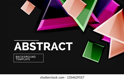 Glossy squares and triangles geometric backgrounds. Vector