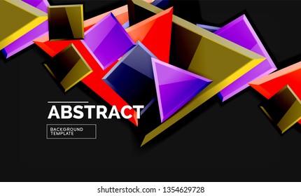 Glossy squares and triangles geometric backgrounds. Vector