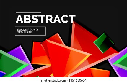 Cuadros y triángulos brillantes de fondo geométrico. Vector