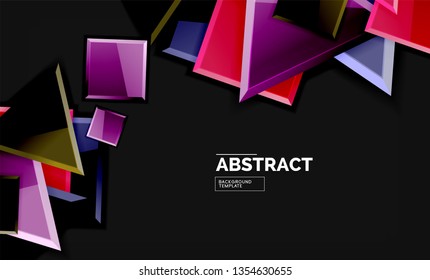 Glossy squares and triangles geometric backgrounds. Vector