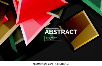 Glossy squares and triangles geometric backgrounds. Vector