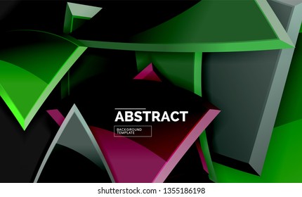 Glossy squares and triangles geometric backgrounds. Vector