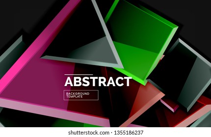Glossy squares and triangles geometric backgrounds. Vector