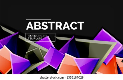 Glossy squares and triangles geometric backgrounds. Vector