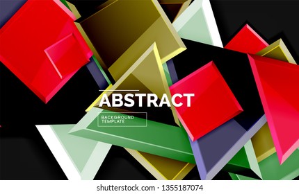Glossy squares and triangles geometric backgrounds. Vector