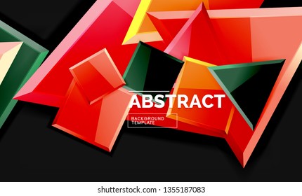 Glossy squares and triangles geometric backgrounds. Vector
