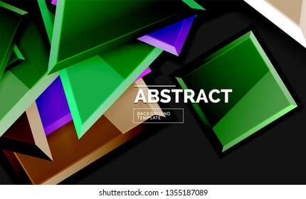 Cuadros y triángulos brillantes de fondo geométrico. Vector