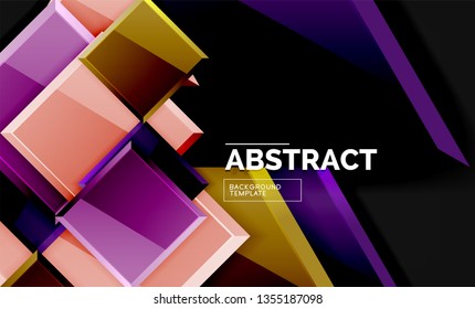 Glossy squares and triangles geometric backgrounds. Vector
