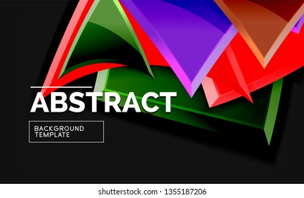 Cuadros y triángulos brillantes de fondo geométrico. Vector