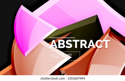 Glossy squares and triangles geometric backgrounds. Vector