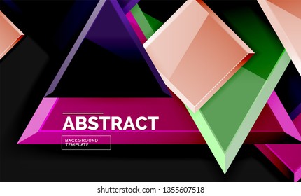 Glossy squares and triangles geometric backgrounds. Vector
