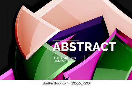 Glossy squares and triangles geometric backgrounds. Vector
