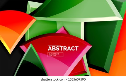 Glossy squares and triangles geometric backgrounds. Vector