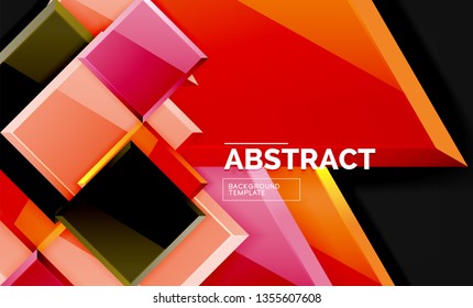 Glossy squares and triangles geometric backgrounds. Vector