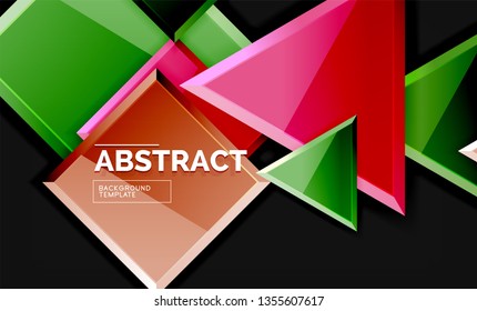 Glossy squares and triangles geometric backgrounds. Vector