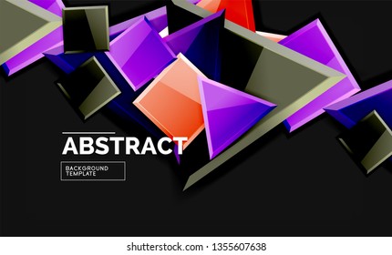 Glossy squares and triangles geometric backgrounds. Vector