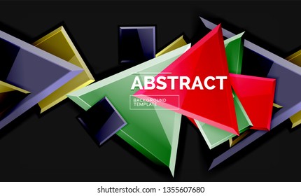 Glossy squares and triangles geometric backgrounds. Vector