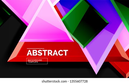 Glossy squares and triangles geometric backgrounds. Vector