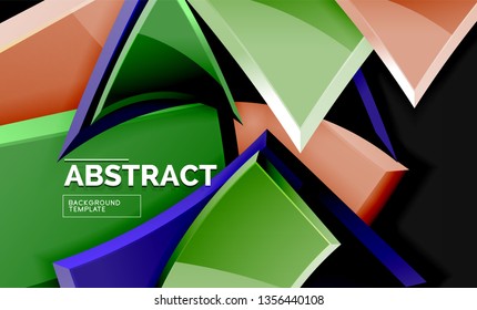 Glossy squares and triangles geometric backgrounds. Vector