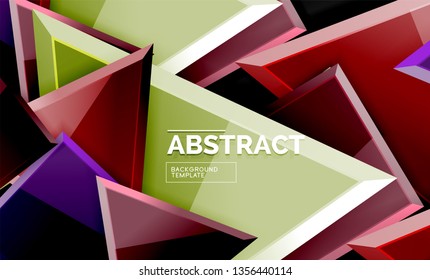 Glossy squares and triangles geometric backgrounds. Vector