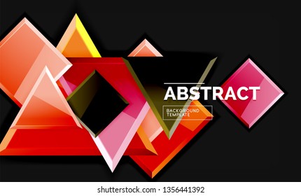 Glossy squares and triangles geometric backgrounds. Vector