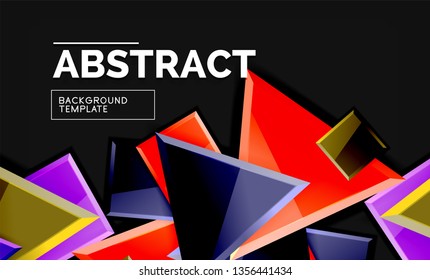 Glossy squares and triangles geometric backgrounds. Vector